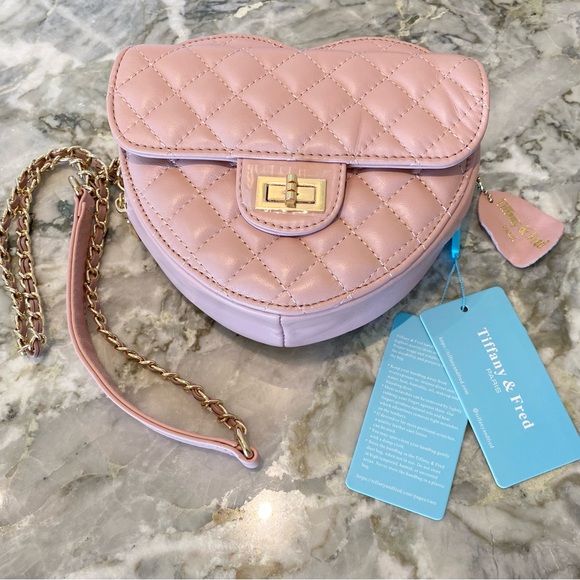 Tiffany & Fred Paris Heart Shape Quilted Leather Crossbody Bag NWT - Picture 3 of 5